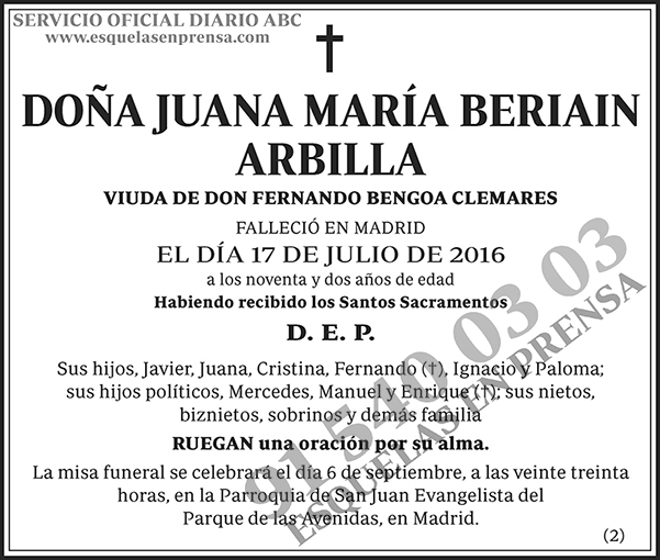 Juana María Beriain Arbilla